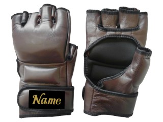 Gants MMA personnalisés en cuir : KNGCUST-MMA-Brun