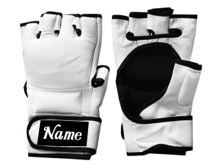 Gants MMA personnalisés en cuir : KNGCUST-MMA-Blanc