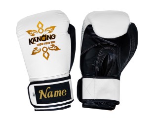 Gants de boxe personnalisés en cuir : KNGCUST-R-420