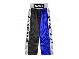 Pantalon de kickboxing Personnalisé : KNPANTS-001-Noir-Bleu