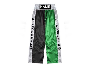 Pantalon de kickboxing Personnalisé  : KNPANTS-001-Noir-Vert