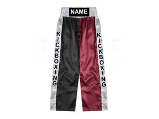 Pantalon de kickboxing Personnalisé : KNPANTS-001-Noir-Bordeaux