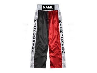 Pantalon de kickboxing Personnalisé  : KNPANTS-001-Noir-Rouge