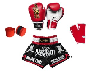 Set complet de Muay Thai pour les enfants : 133-Rouge