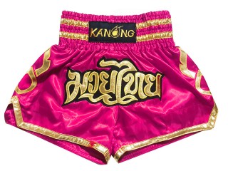 Kanong Short Boxe Thai Enfant : KNS-121-Rose foncé-K