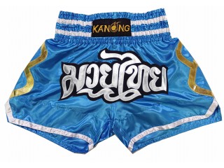 Kanong Short Boxe Thai Enfant : KNS-143-Bieu ciel-K