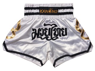 Kanong Short Boxe Thai Enfant : KNS-143-Blanc-K