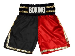 Shorts de Boxe Anglaise Personnalisé : KNBSH-039-Noir-Rouge