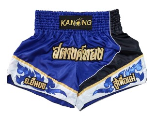 Short de Boxe Thai Personnalisé : KNSCUST-1230 Bleu