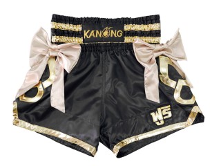 Short de Kick boxing Personnalisé : KNSCUST-1232 Noir