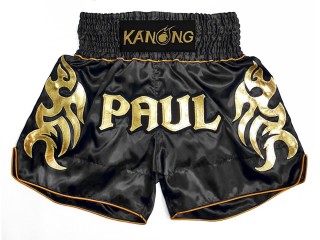 Short de Kickboxing Personnalisé : KNSCUST-1245 Noir