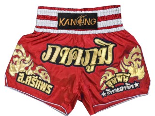 Short de Muay Thai Personnalisé : KNSCUST-1249-Rouge