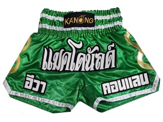 Short de Boxe Thai Personnalisé : KNSCUST-1250-Vert