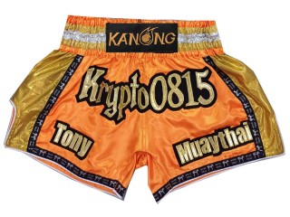 Short de Kickboxing homme Personnalisé : KNSCUST-1257 Orange