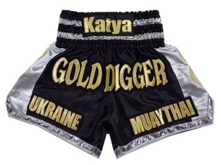 Short de Muay Thai Personnalisé : KNSCUST-1258 Noir