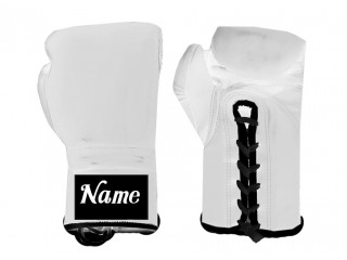 Gants de Boxe à Lacets Personnalisés : Blanc